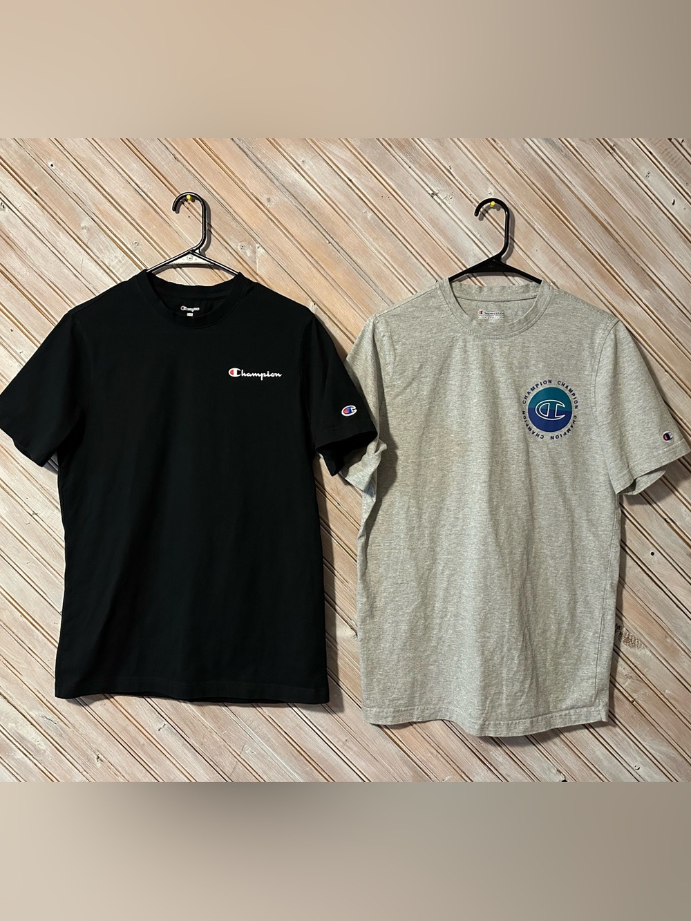 Champion Men's Short Sleeve Athletic Tee Shirt Black & Gray 2 Pack